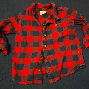 Hanna andersson toddler boys flannel checkered button down shirt size 85 / 2t